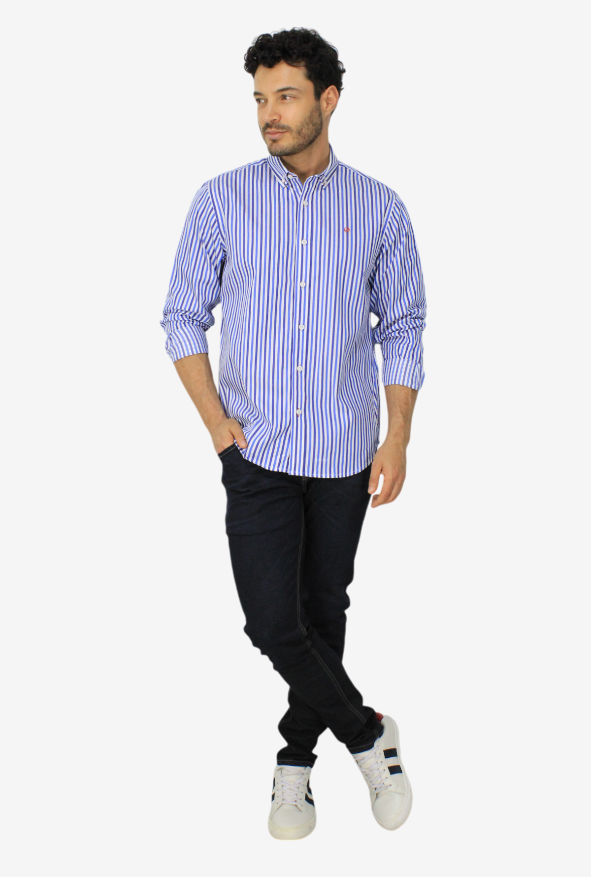 Camisa Manga Larga Azul Medio para Hombre DMCML3118