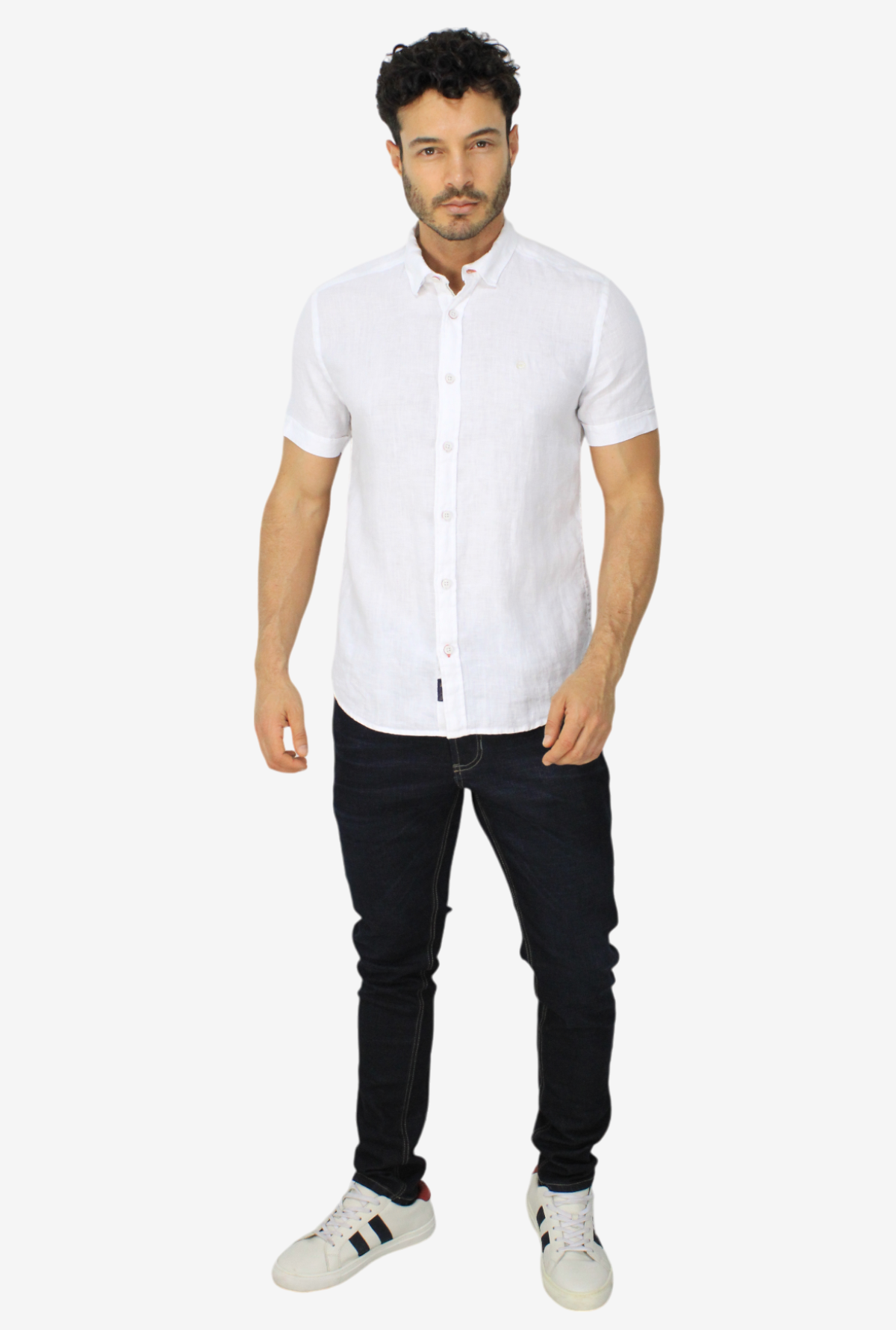 Camisa Manga Corta de Lino Blanca para Hombre DMCMC3053