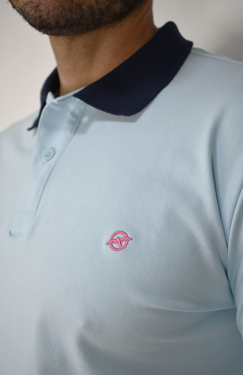 Camiseta Tipo Polo Azul Para Hombre