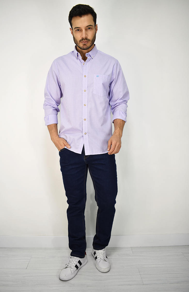 Camisa Manga Larga Lila para Hombre