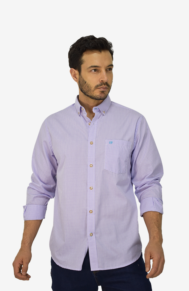 Camisa Manga Larga Lila para Hombre