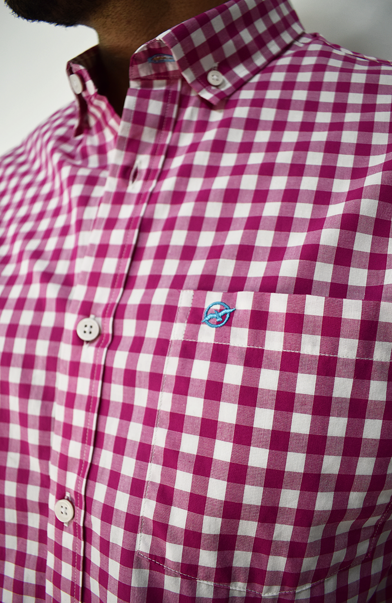 Camisa Manga Larga Cuadros Fucsia para Hombre