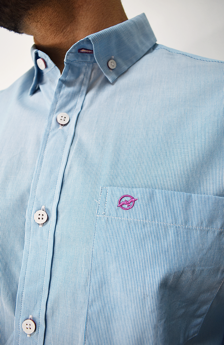 Camisa Manga Larga Azul para Hombre