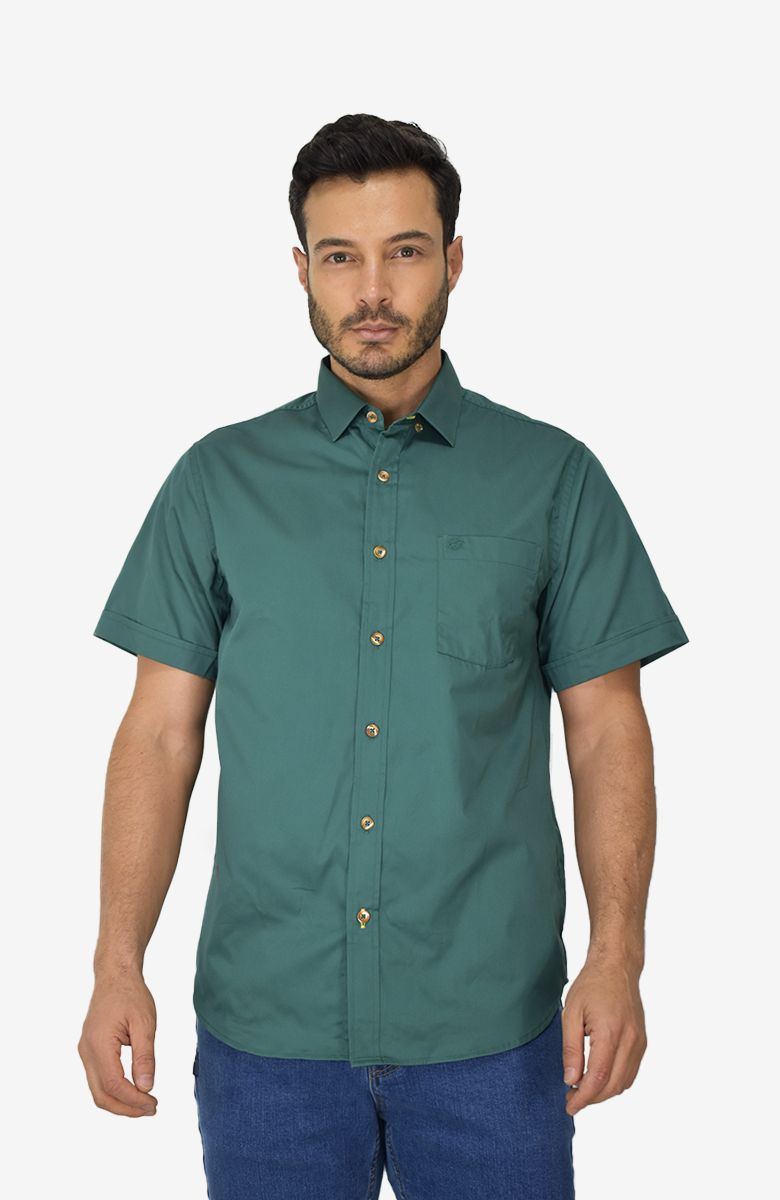 Camisa Manga Corta Verde para Hombre
