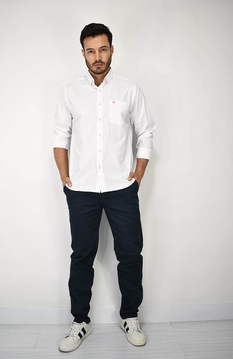 Camisa Manga Larga Blanca para Hombre