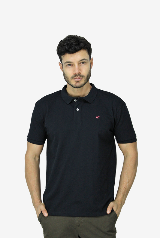 Camiseta Tipo Polo Negra Para Hombre DMPOUT01