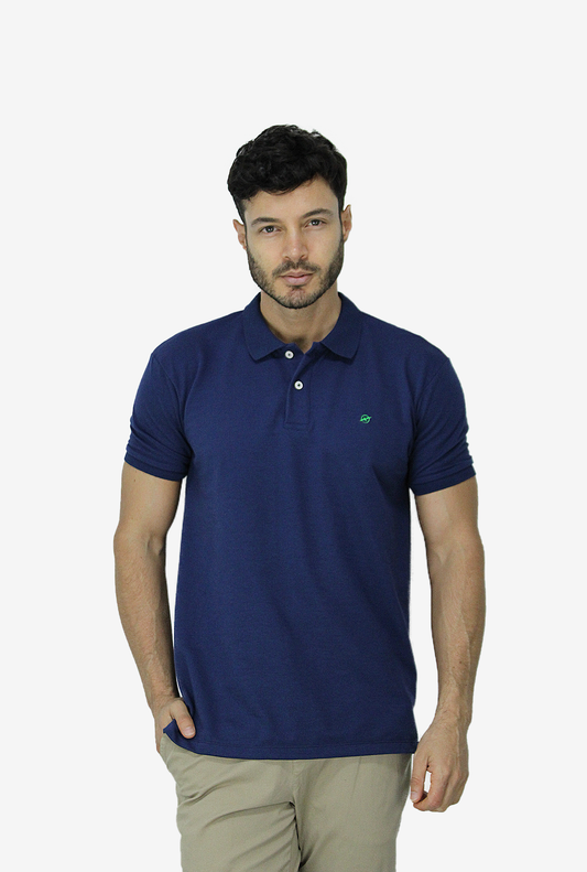 Camiseta Tipo Polo Azul Para Hombre DMPOUT02
