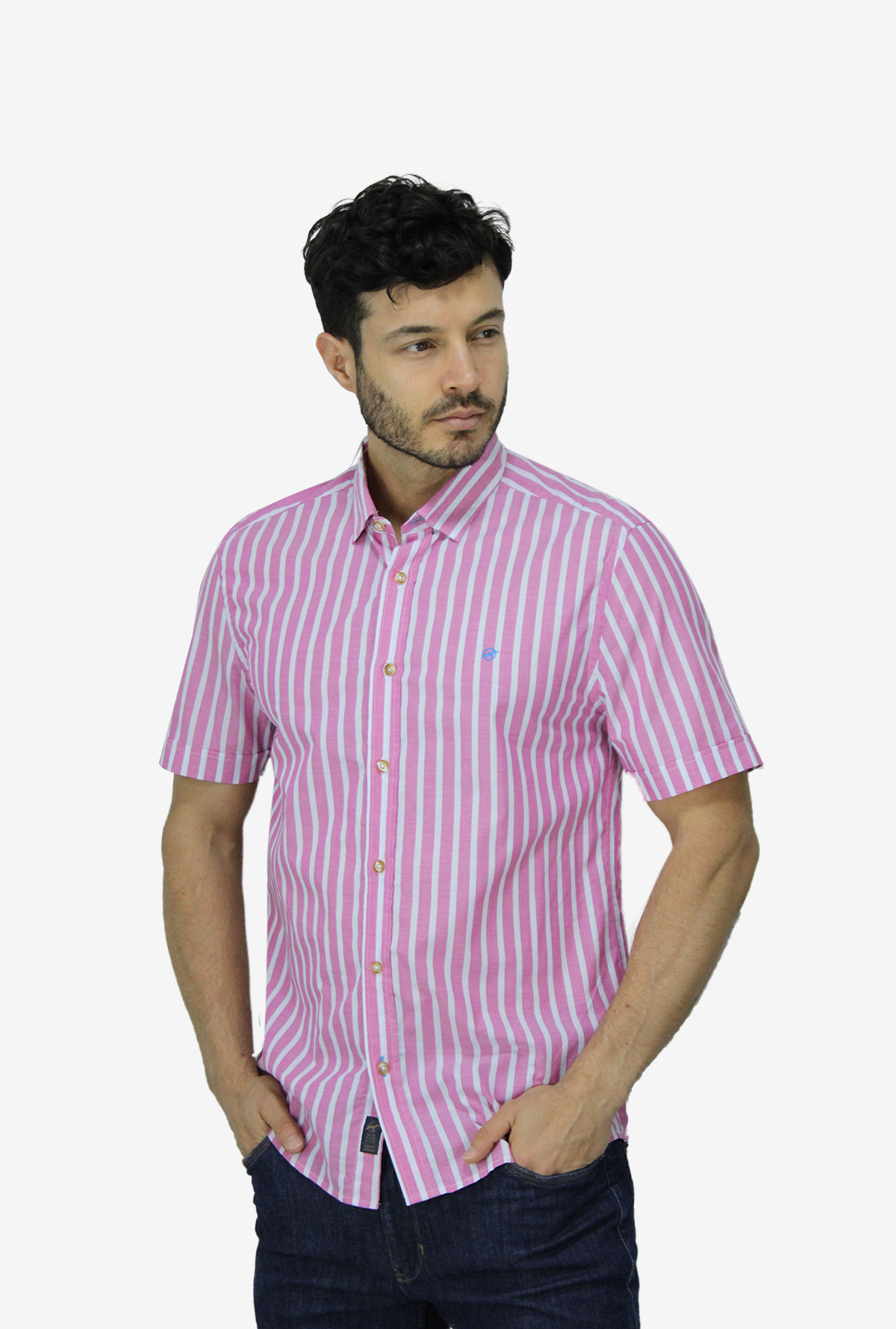 Camisa Manga Corta Rosada Para Hombre DMCMC07
