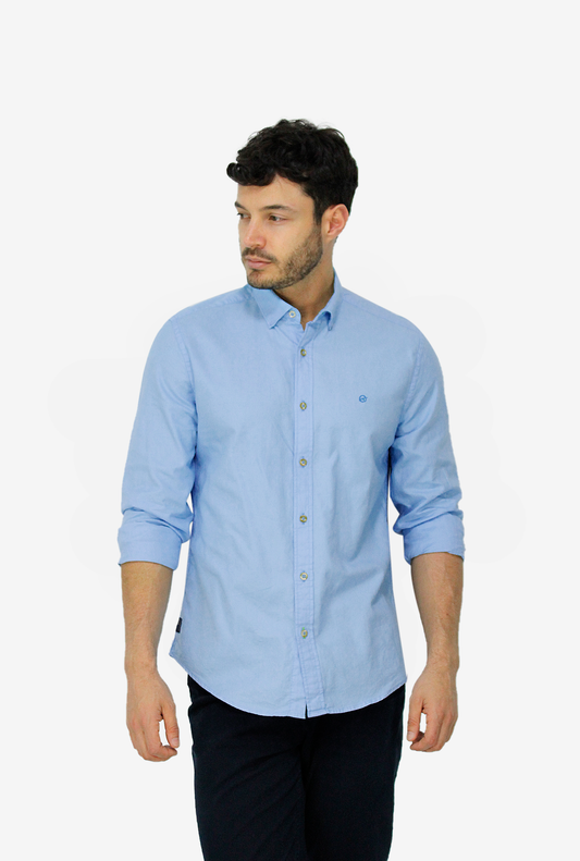 Camisa Manga Larga Oxford Azul Claro para Hombre CML3054