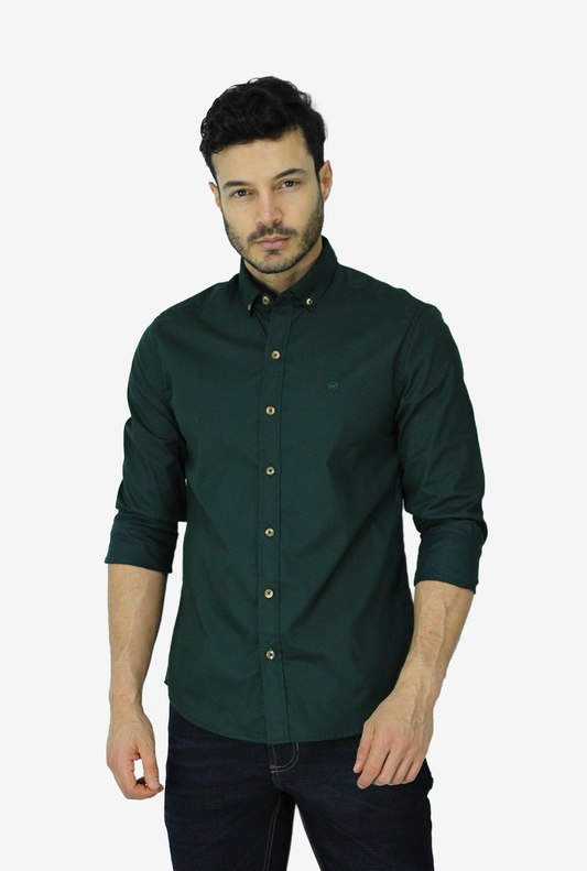 Camisa Manga Larga Verde Militar Para Hombre DMCMLY01