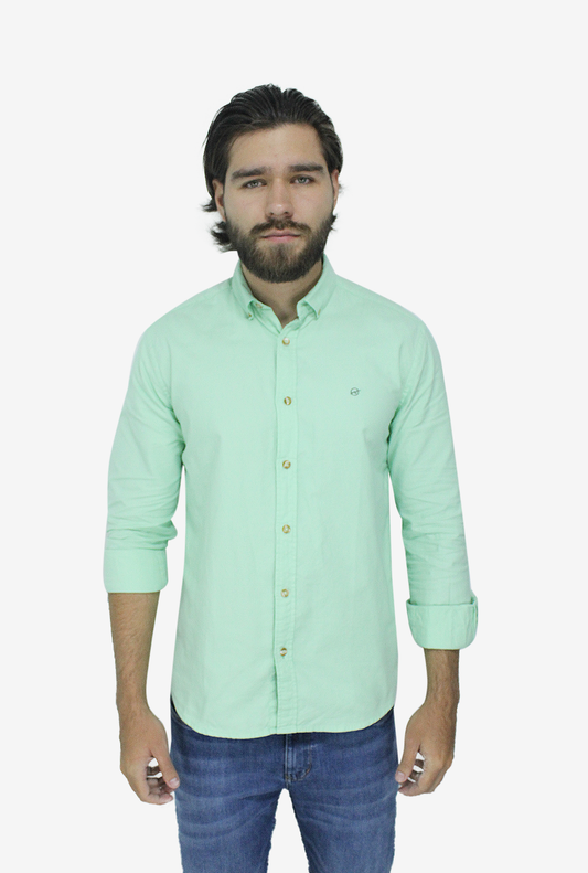 Camisa Manga Larga Oxford Verde Azul para Hombre CML3054