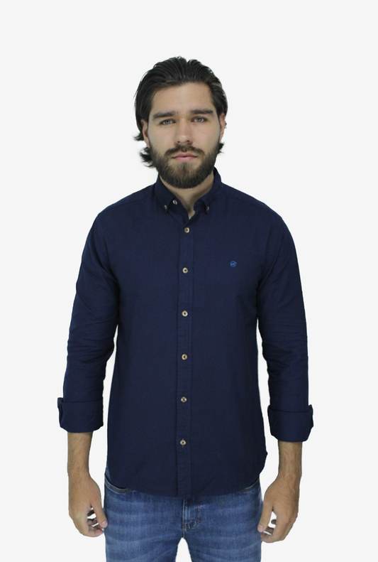 Camisa Manga Larga Oxford Azul Oscuro para Hombre CML3054