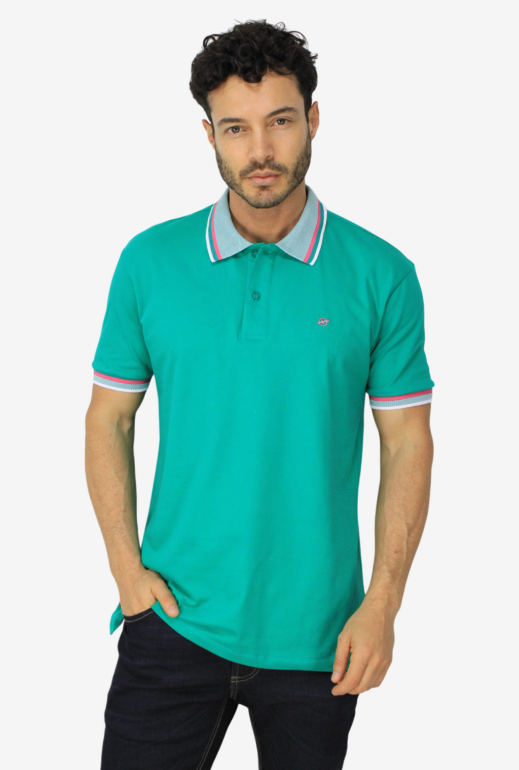 Camiseta Tipo Polo Verde Para Hombre DMCPM011