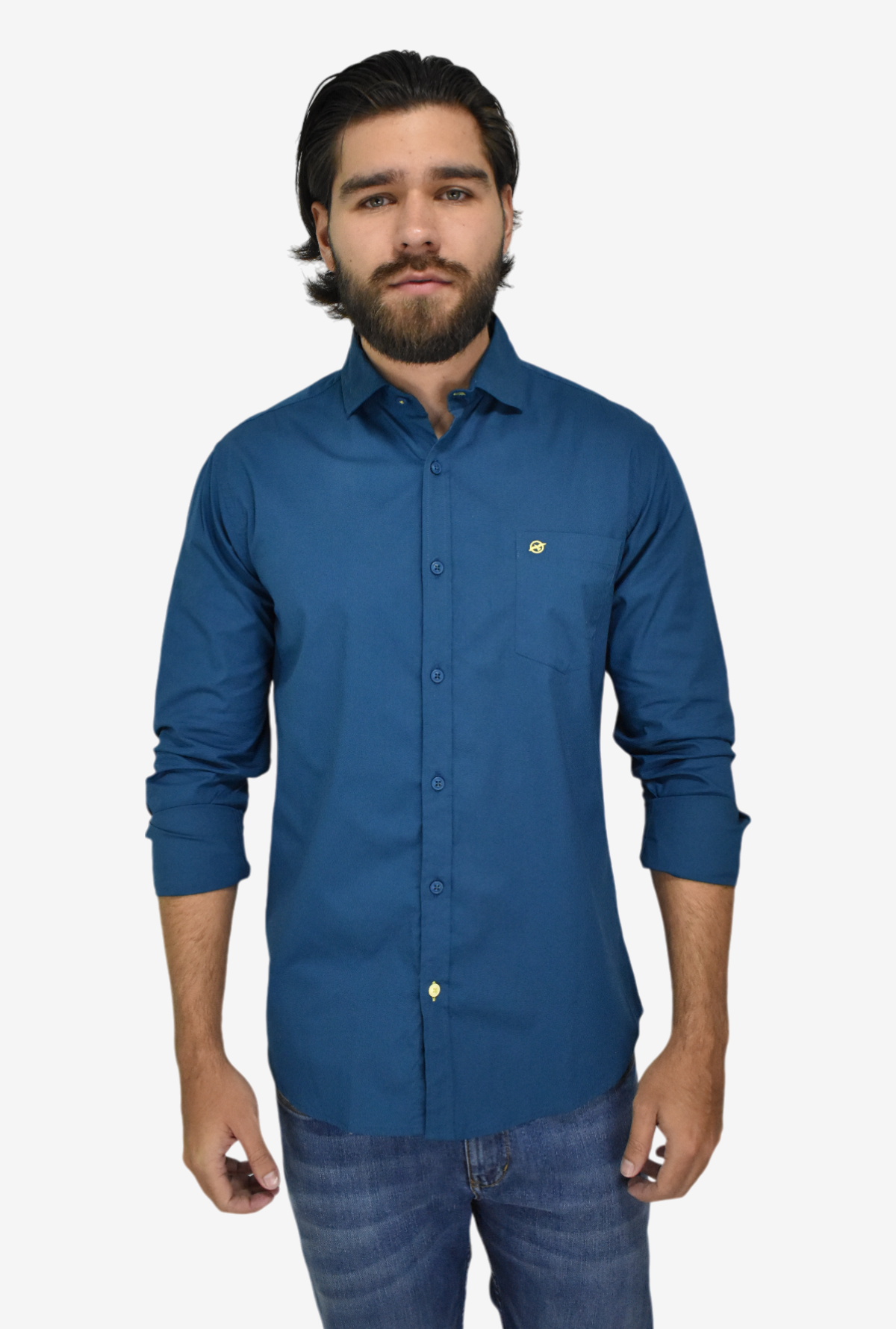 Camisa Manga Larga Azul Petróleo Para Hombre  DMCML01