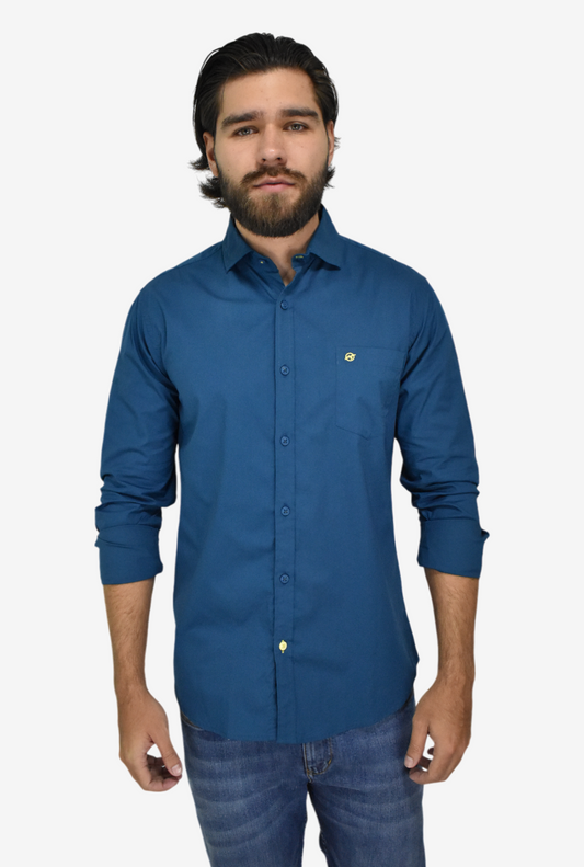 Camisa Manga Larga Azul Petróleo Para Hombre  DMCML01