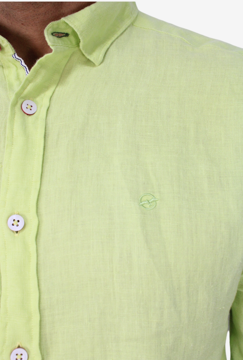 Camisa Manga Larga Verde en Lino para Hombre DMCML3053