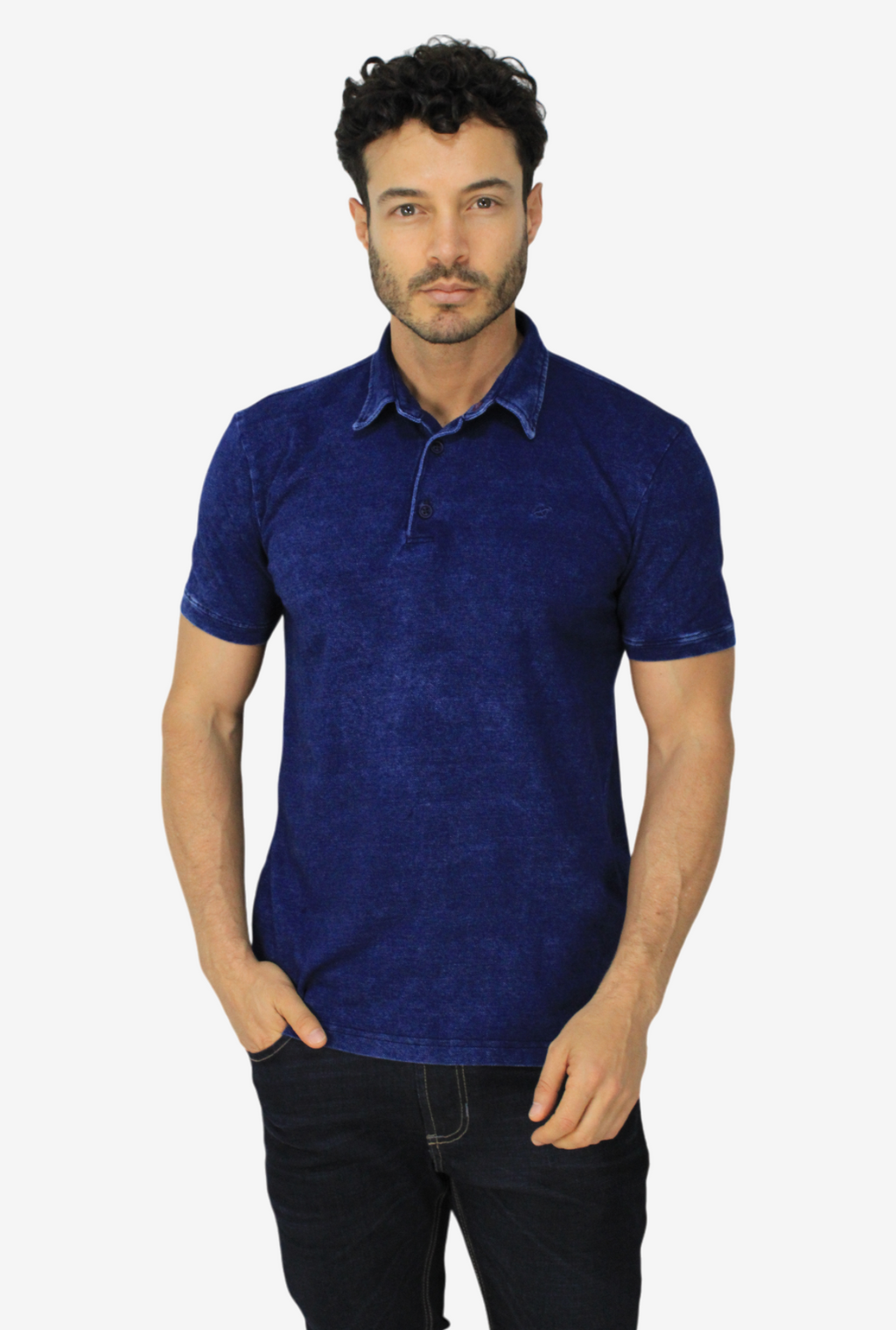 Camiseta Tipo Polo Azul Para Hombre  DMCPT01
