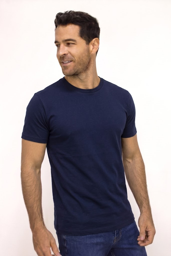 CAMISETA BÁSICA LIVIANA CUELLO REDONDO AZUL OSCURO PARA HOMBRE