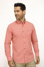 CAMISA MANGA LARGA CUADROS CORAL PARA HOMBRE