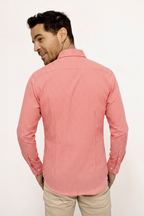 CAMISA MANGA LARGA CUADROS CORAL PARA HOMBRE