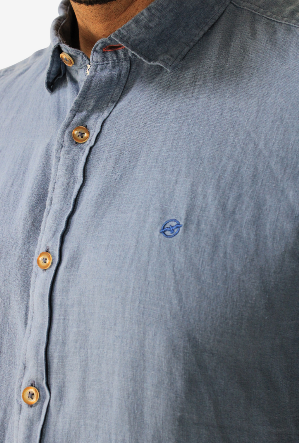 Camisa Manga Corta de Lino Azul para Hombre DMCMC3053