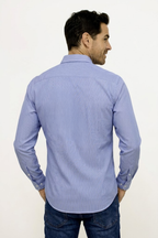 CAMISA MANGA LARGA CUADROS AZUL PARA HOMBRE