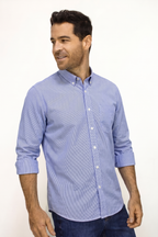 CAMISA MANGA LARGA CUADROS AZUL PARA HOMBRE