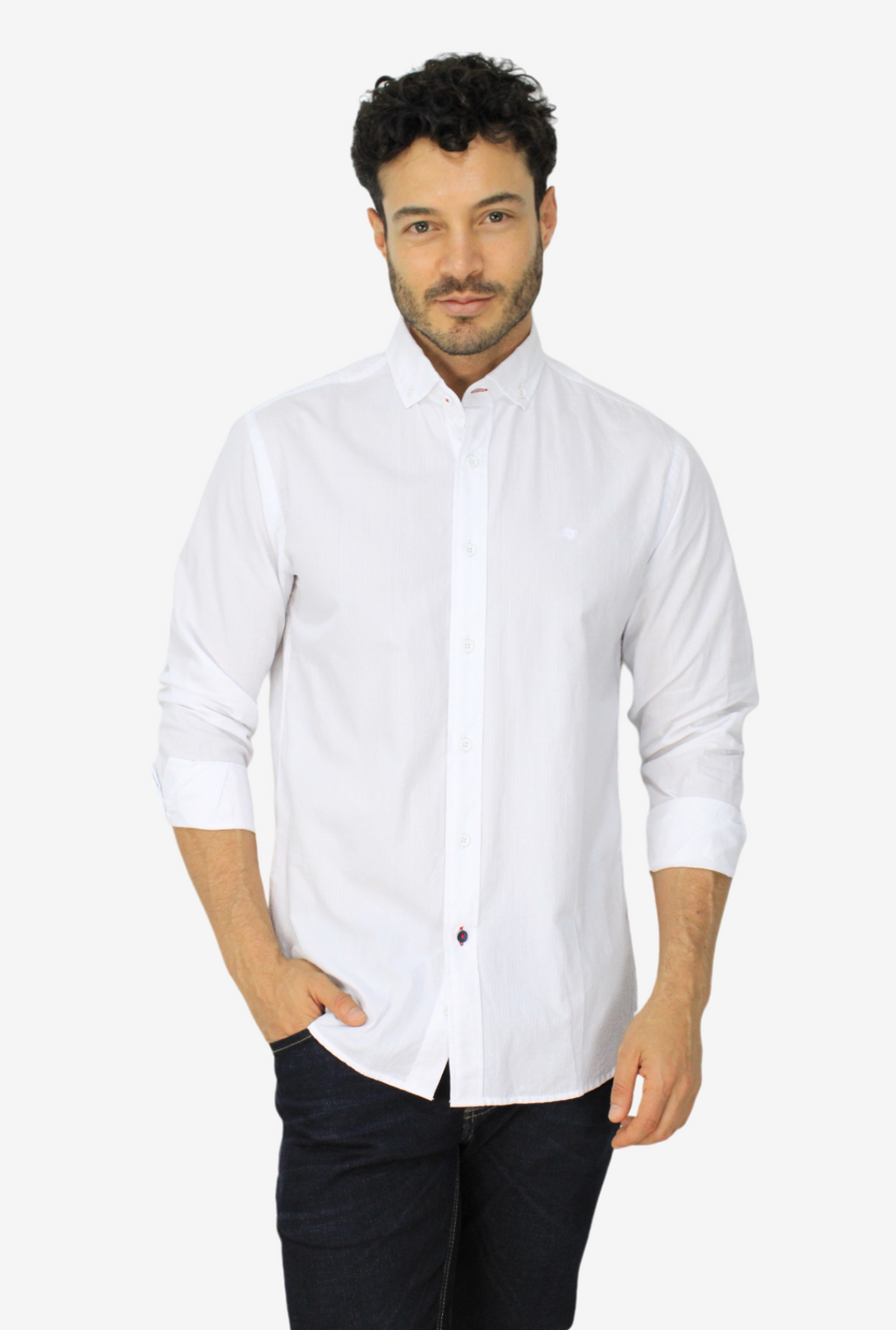 Camisa Manga Larga Blanca Para Hombre  DMCMLT01