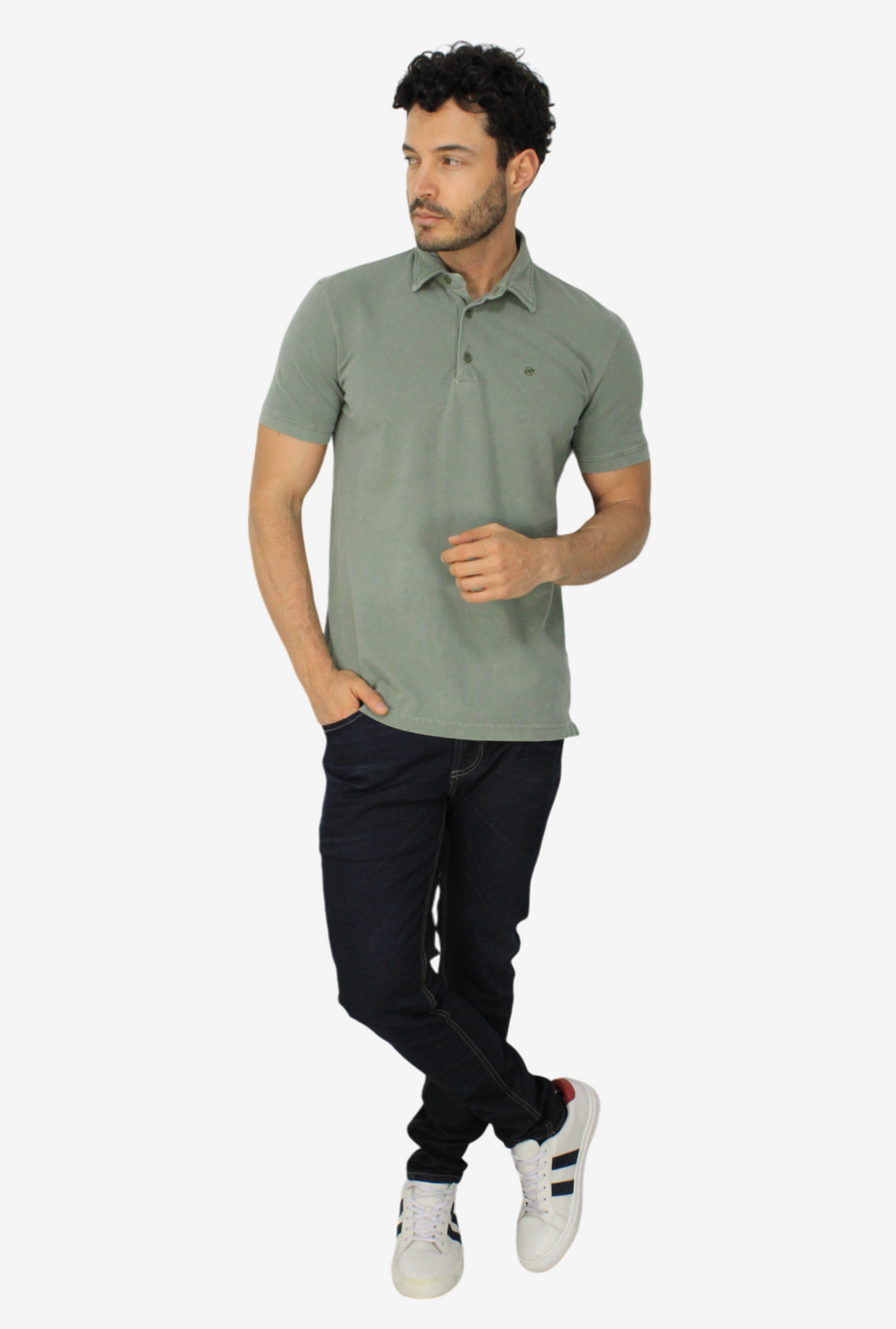 Camiseta Tipo Polo Verde Para Hombre  DMCPT01