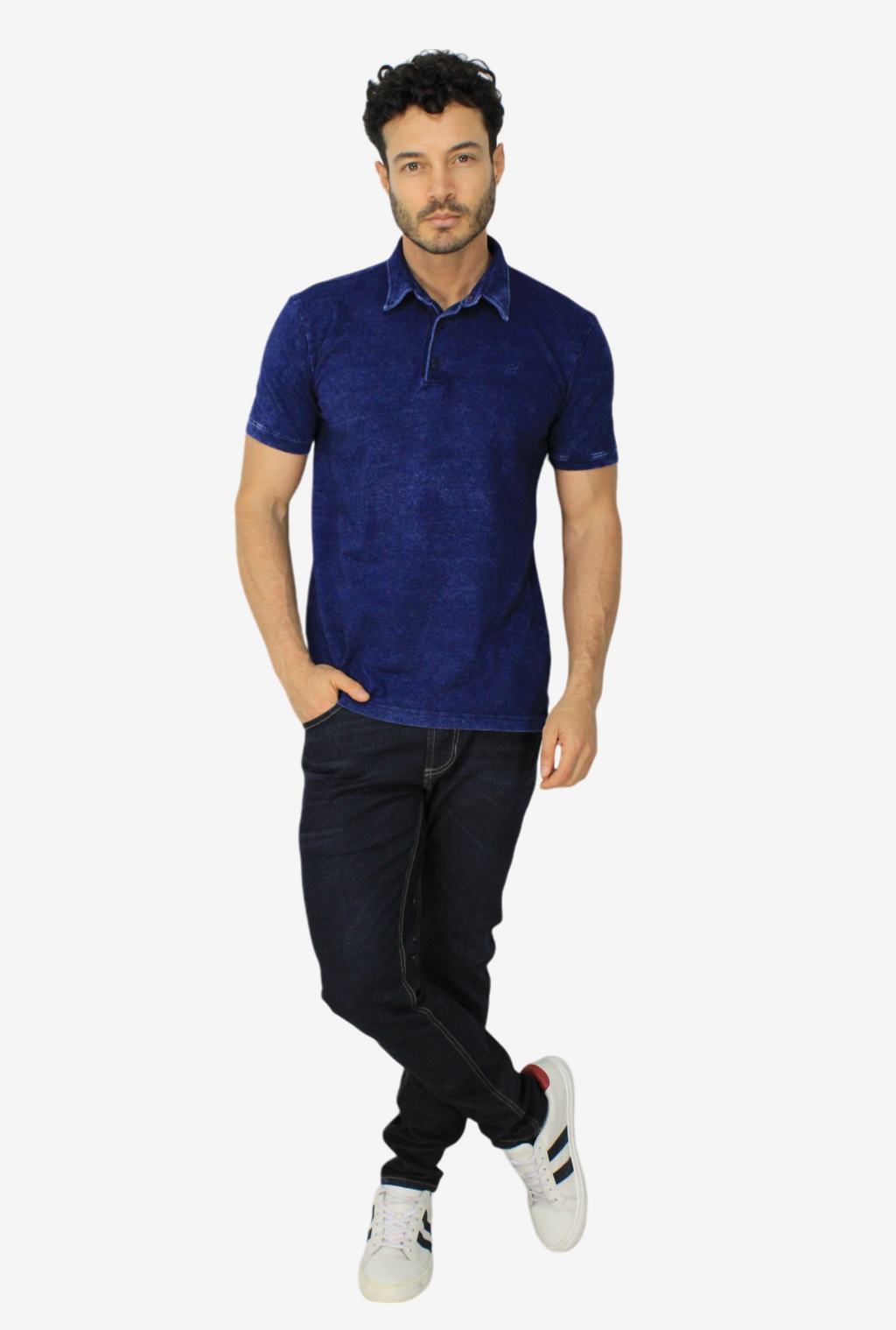 Camiseta Tipo Polo Azul Para Hombre  DMCPT01