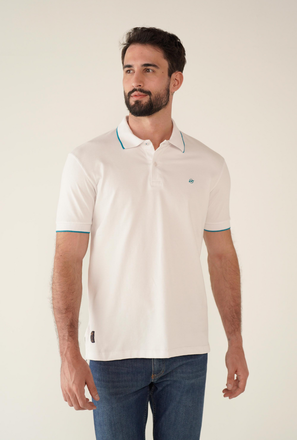 Camiseta Tipo Polo Blanca Para Hombre DMCPM010