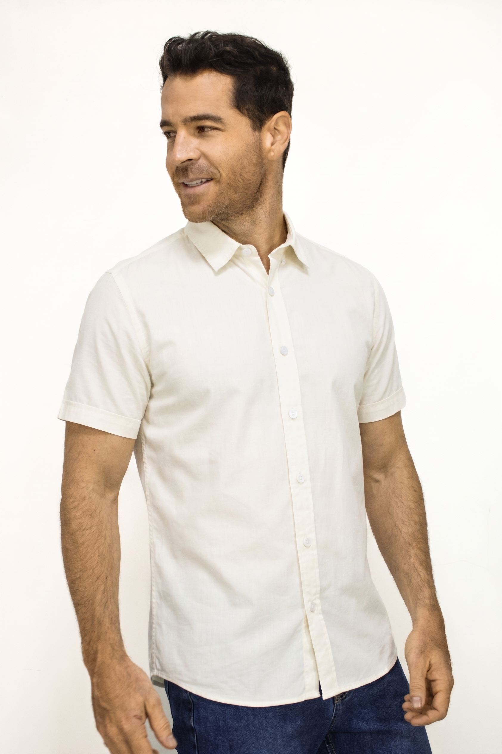 CAMISA MANGA CORTA OUTLAND MARFIL PARA HOMBRE