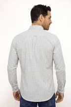 CAMISA MANGA LARGA CUADROS MARFIL PARA HOMBRE