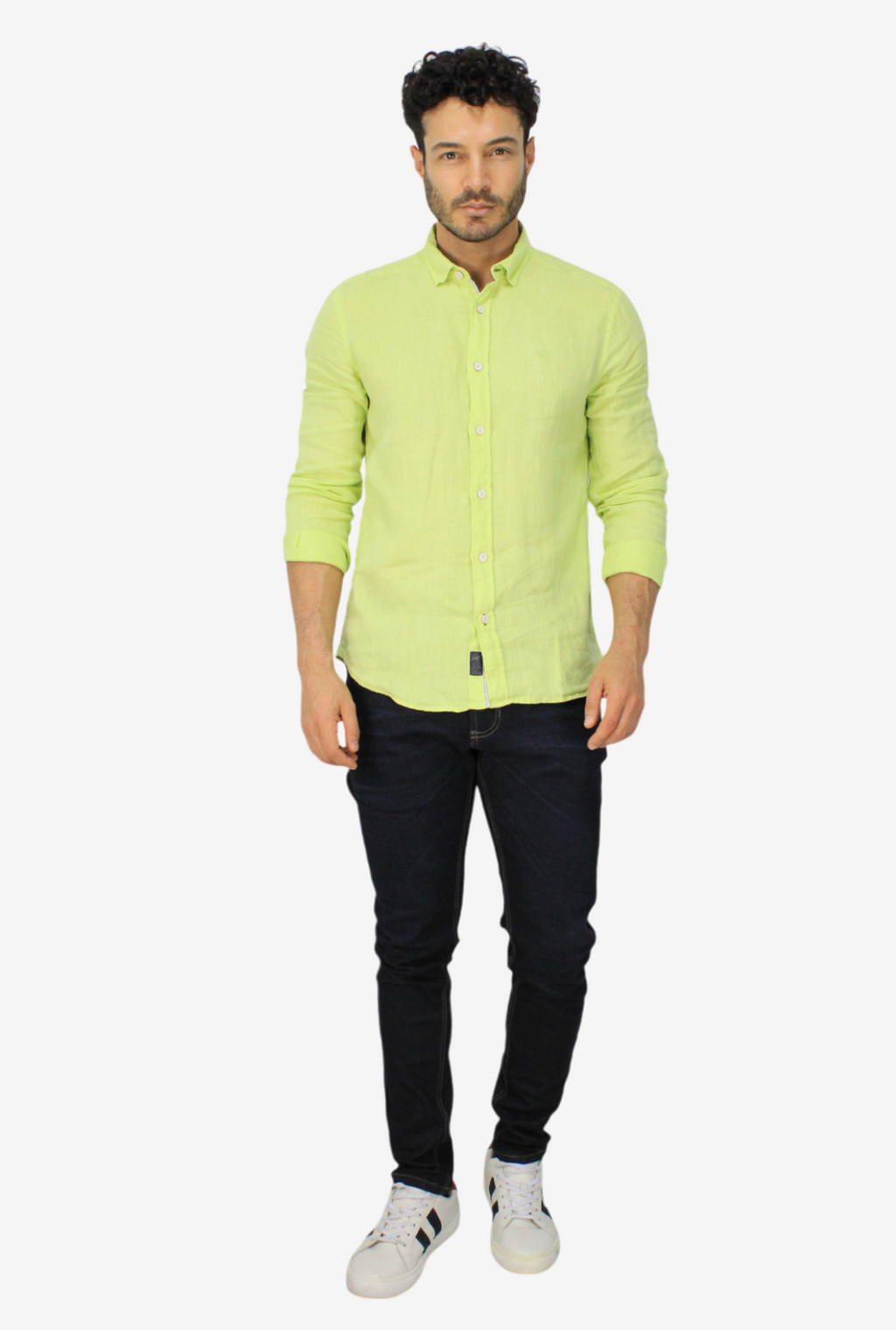 Camisa Manga Larga Verde en Lino para Hombre DMCML3053