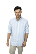 CAMISA MANGA LARGA AZUL LINO ALGODÓN