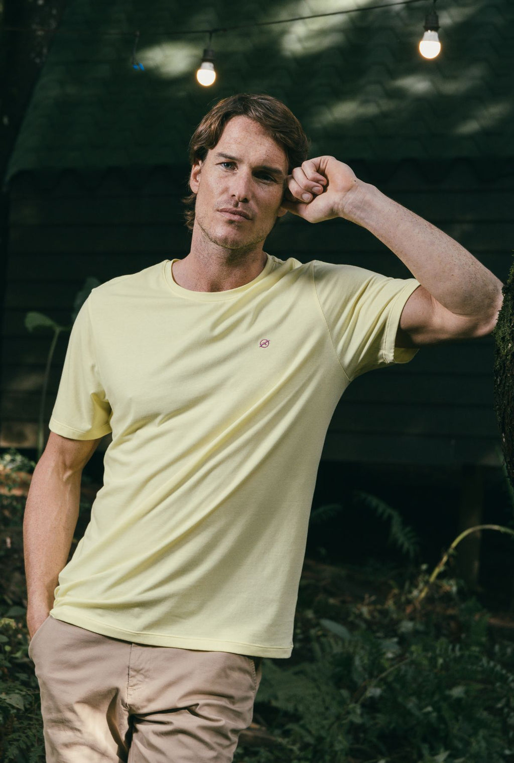 Camiseta Básica Amarilla Para Hombre TSB02