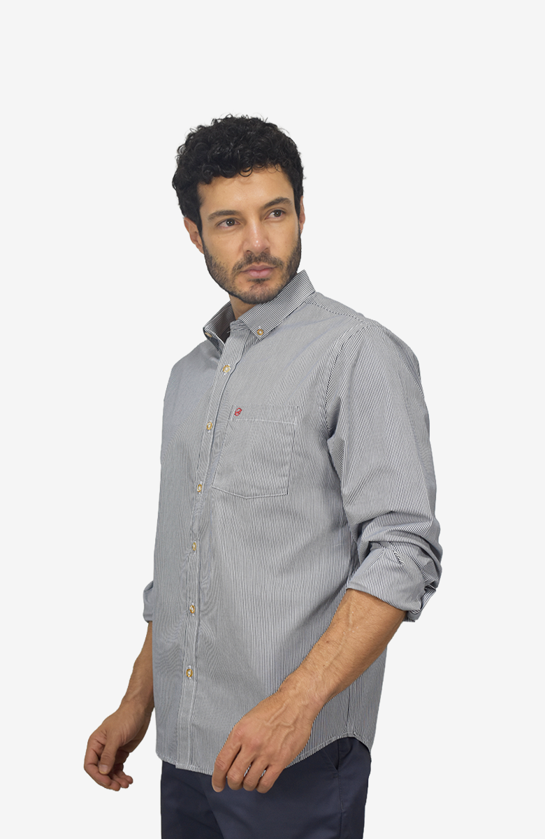 Camisa manga larga a Rayas Negro para Hombre