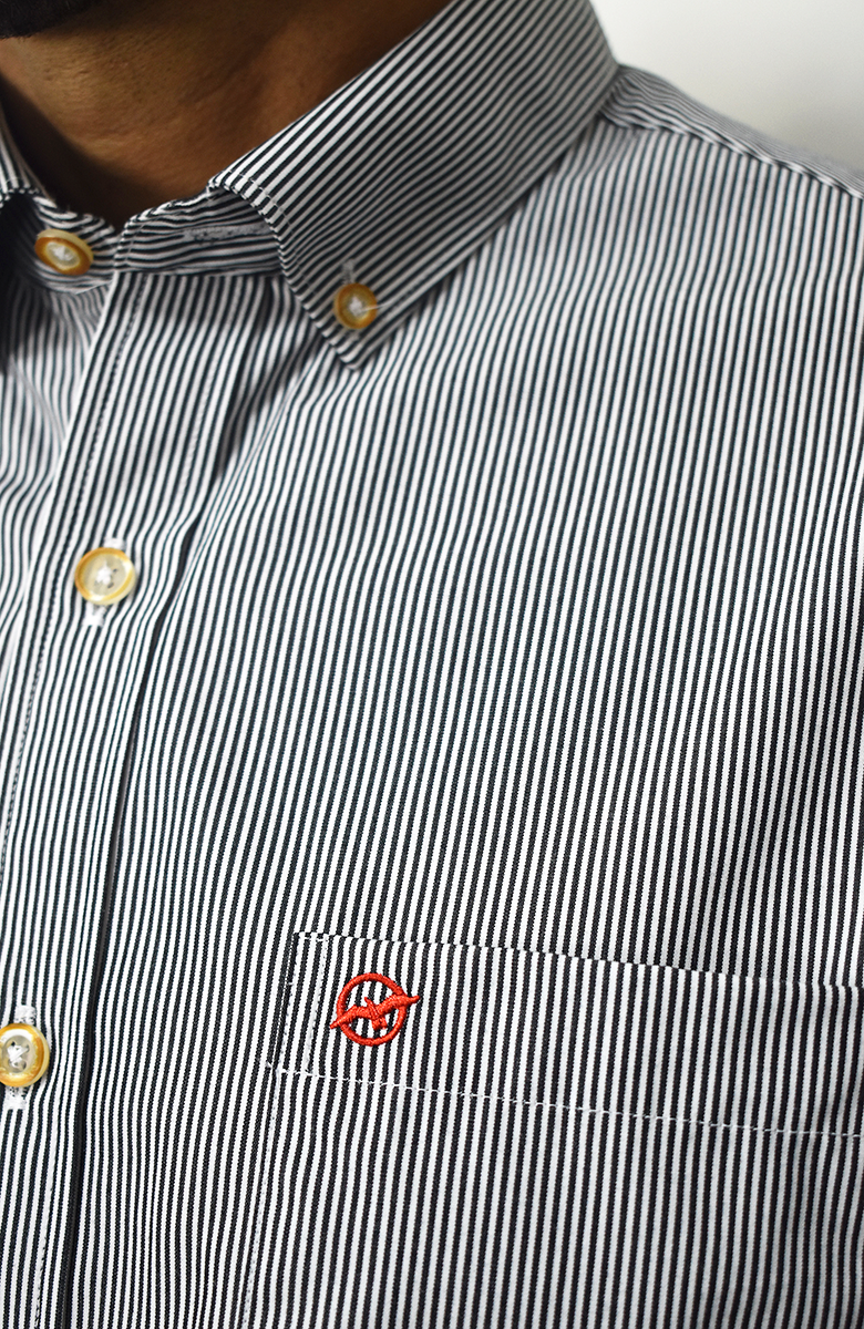 Camisa manga larga a Rayas Negro para Hombre