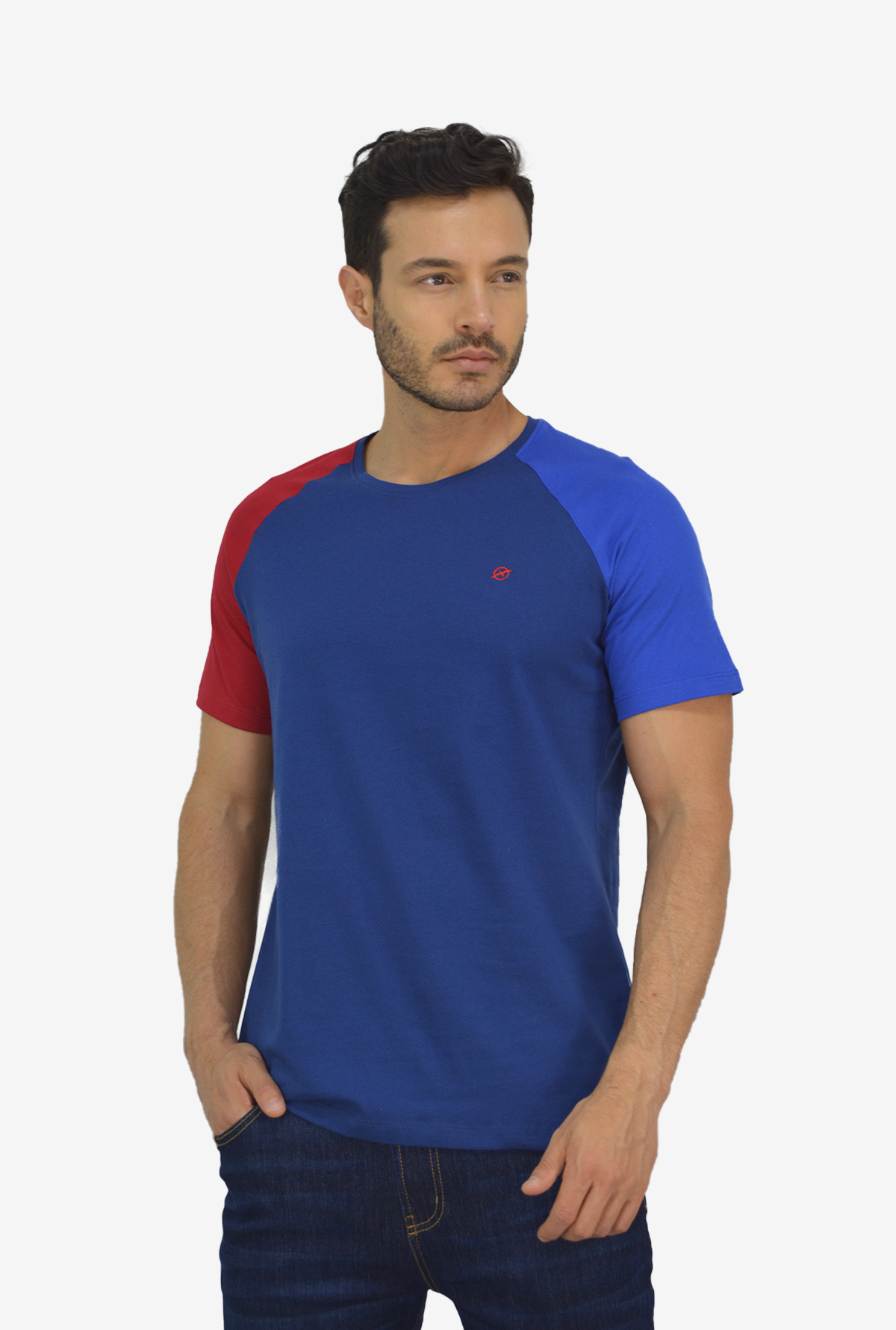 Camiseta Azul Para Hombre Cuello Redondo TSM3050
