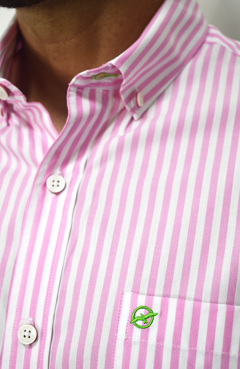 Camisa manga larga Rayas Rosada para Hombre