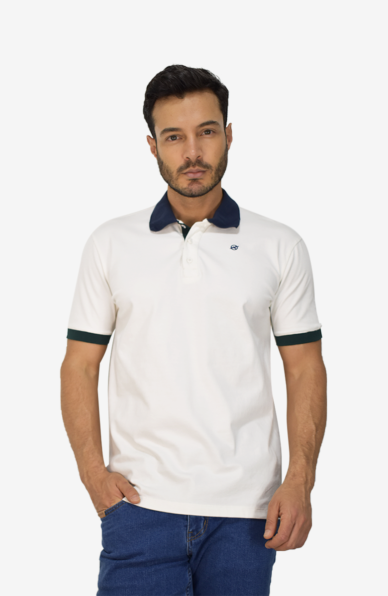 Camiseta Tipo Polo Marfil Para Hombre