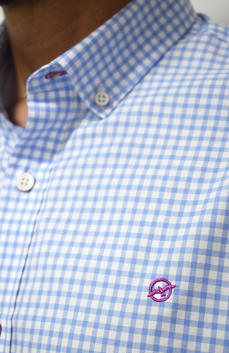 Camisa a cuadros manga larga Azul para Hombre