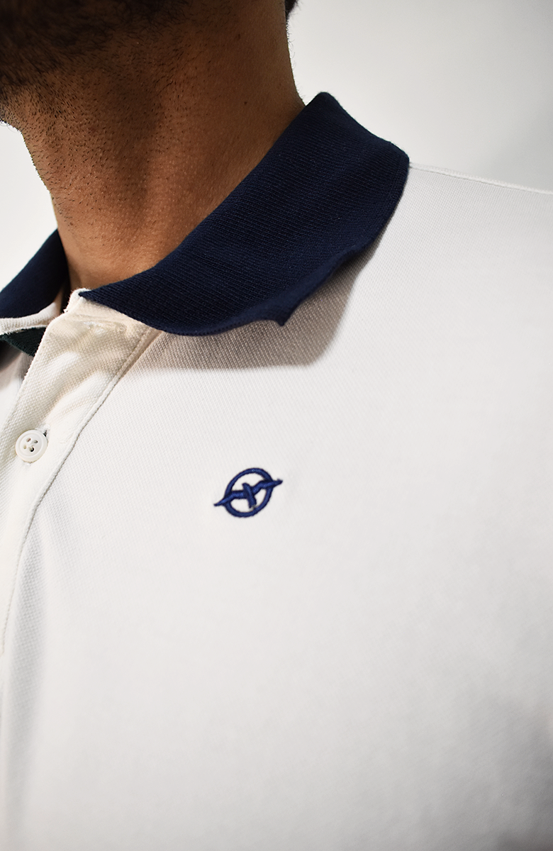 Camiseta Tipo Polo Marfil Para Hombre