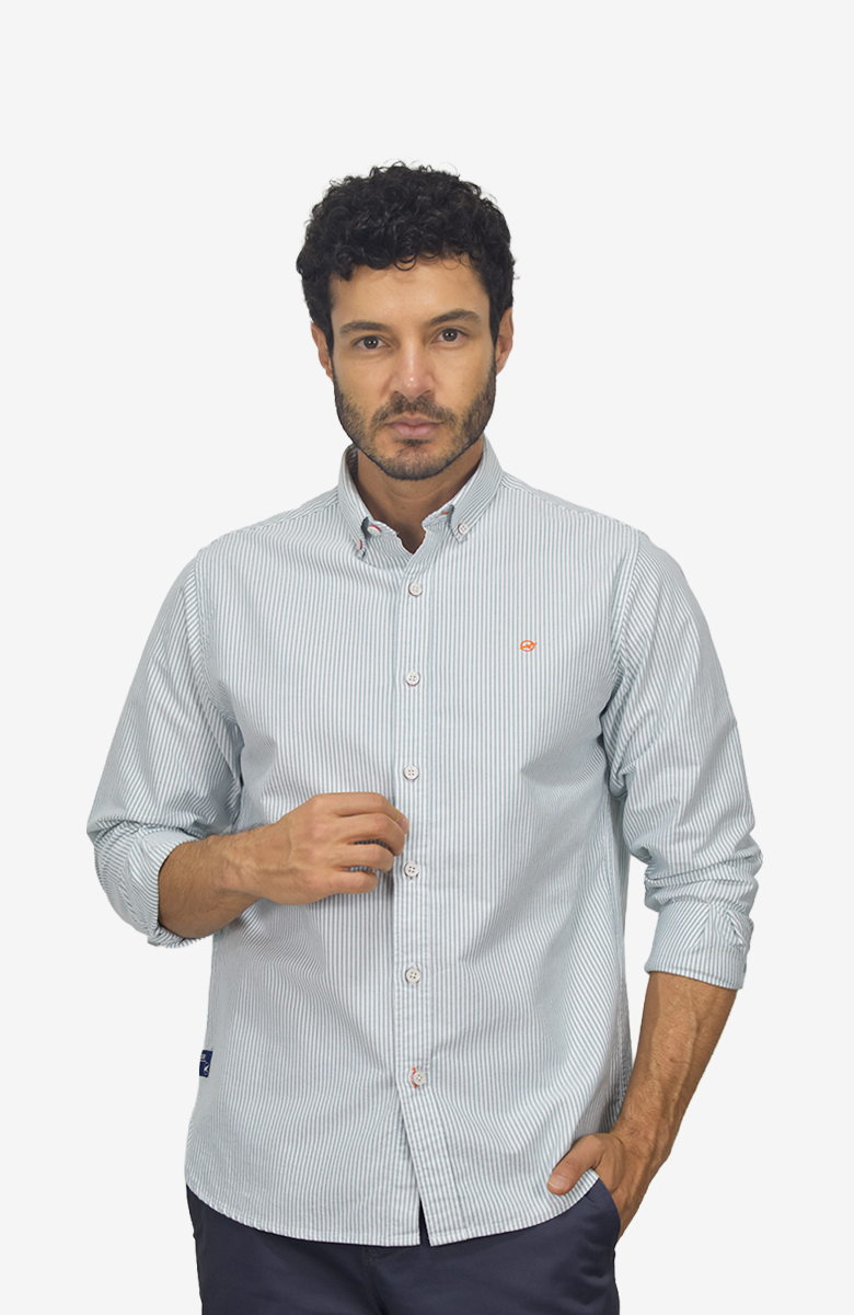 Camisa manga larga Oxford Verde para Hombre