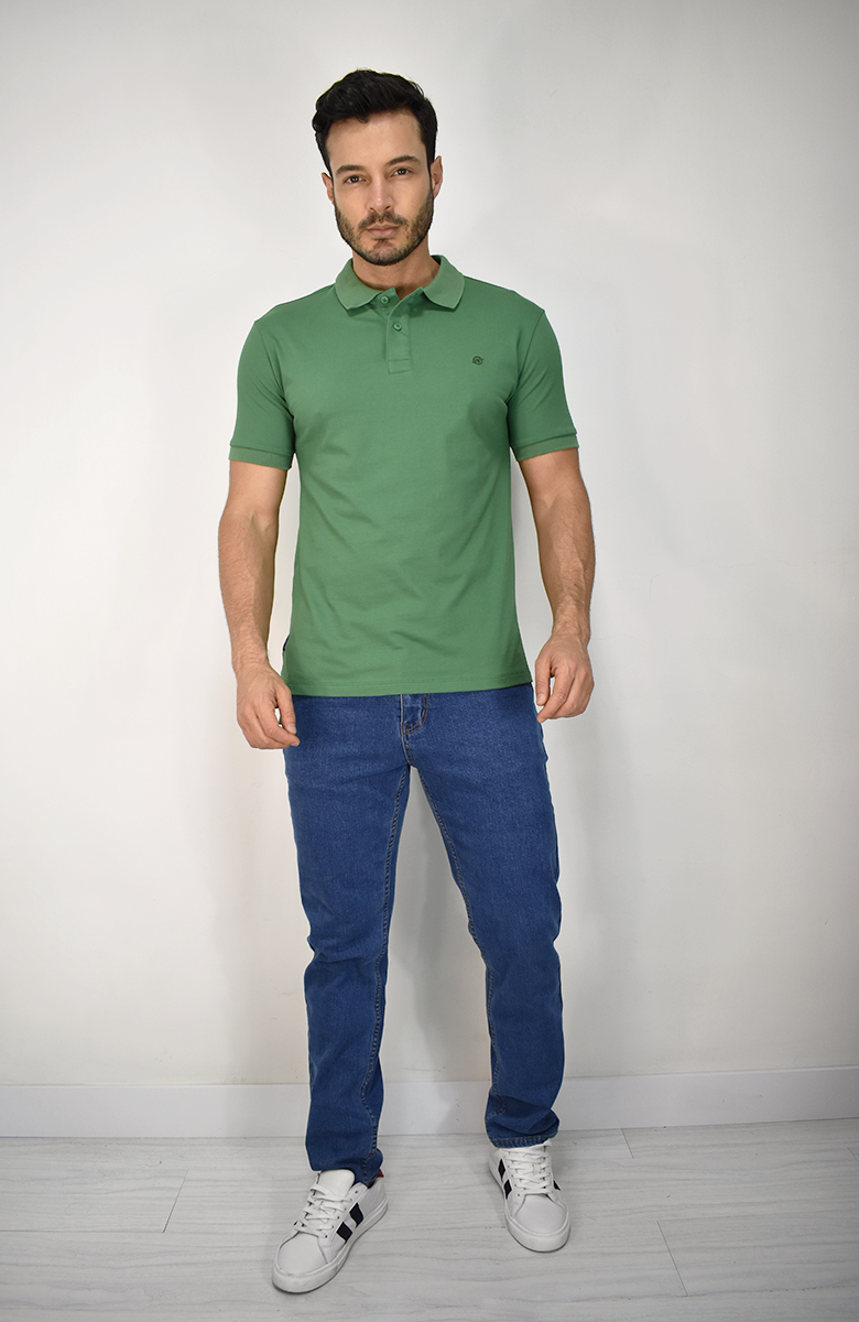 Camiseta Tipo Polo Verde Para Hombre