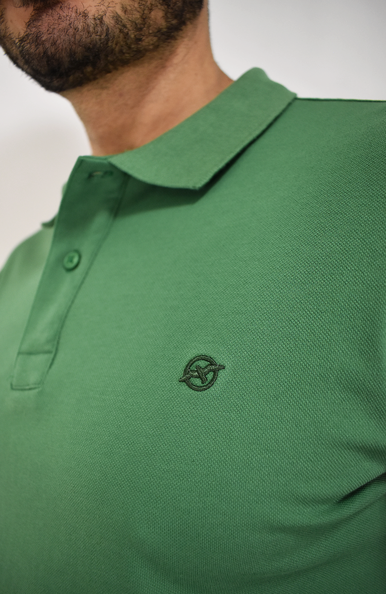 Camiseta Tipo Polo Verde Para Hombre