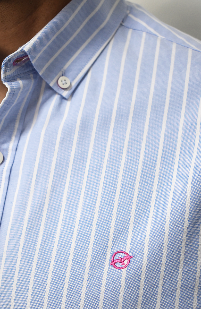 Camisa manga larga Oxford Azul para Hombre