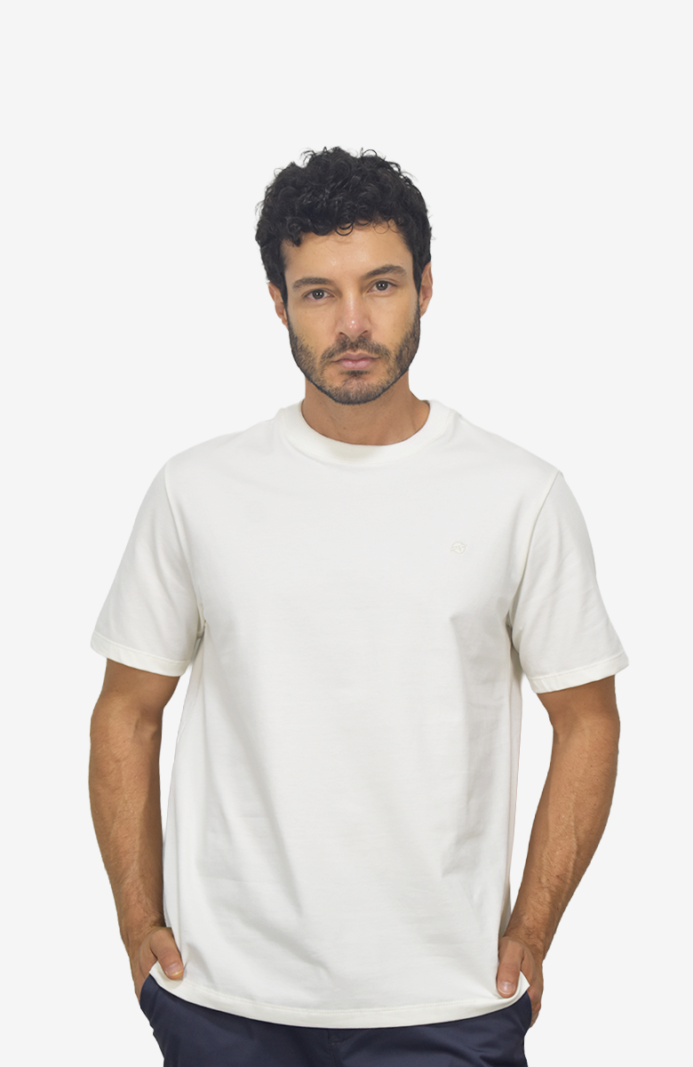 Camiseta básica en piqué Marfil para Hombre