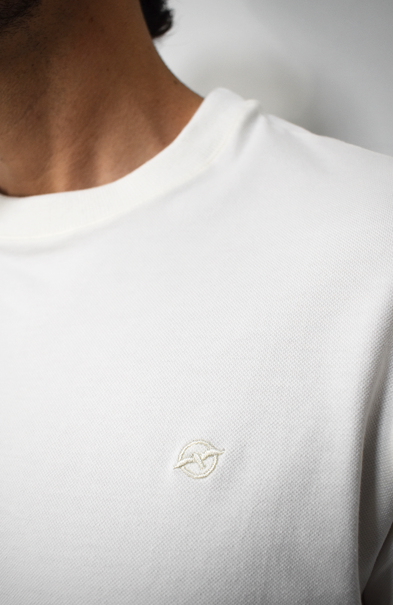 Camiseta básica en piqué Marfil para Hombre