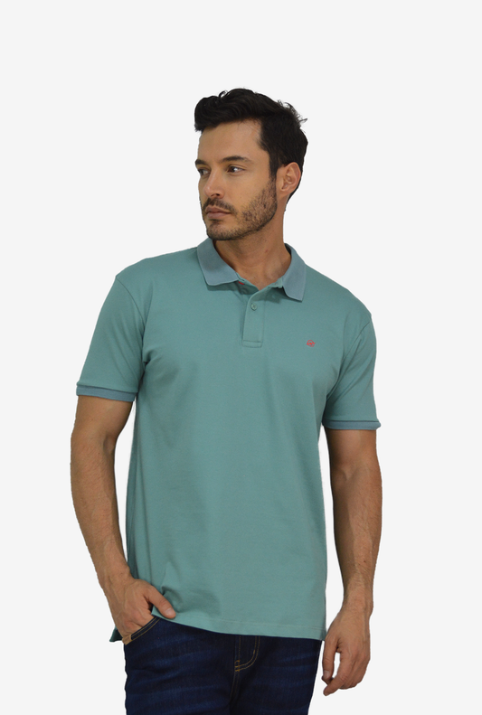 Camiseta Tipo Polo Verde Para Hombre CPB08